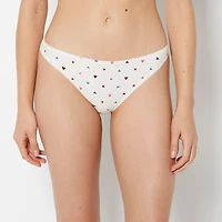 Bikini Cotton Panty and Picot Trim Tossed Heart