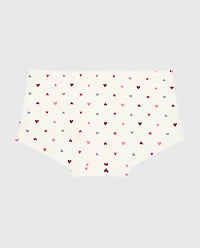 Culotte garçonne en coton avec bordure à pois et motif cœurs.