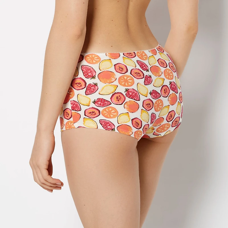 Boyshort Cotton Panty and Picot Trim Tropical Fruit