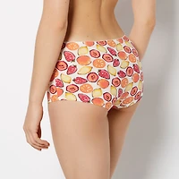 Boyshort Cotton Panty and Picot Trim Tropical Fruit