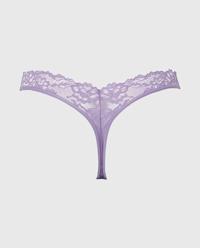 Diva Thong Panty with Romantic Lace Purple Haze