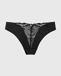Diva Mini Cheeky Panty with Romantic Lace Tuxedo Black