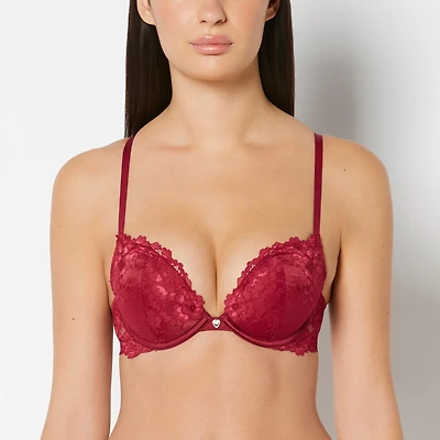 Push Up Plunge bra with Romantic Lace Plum Rose