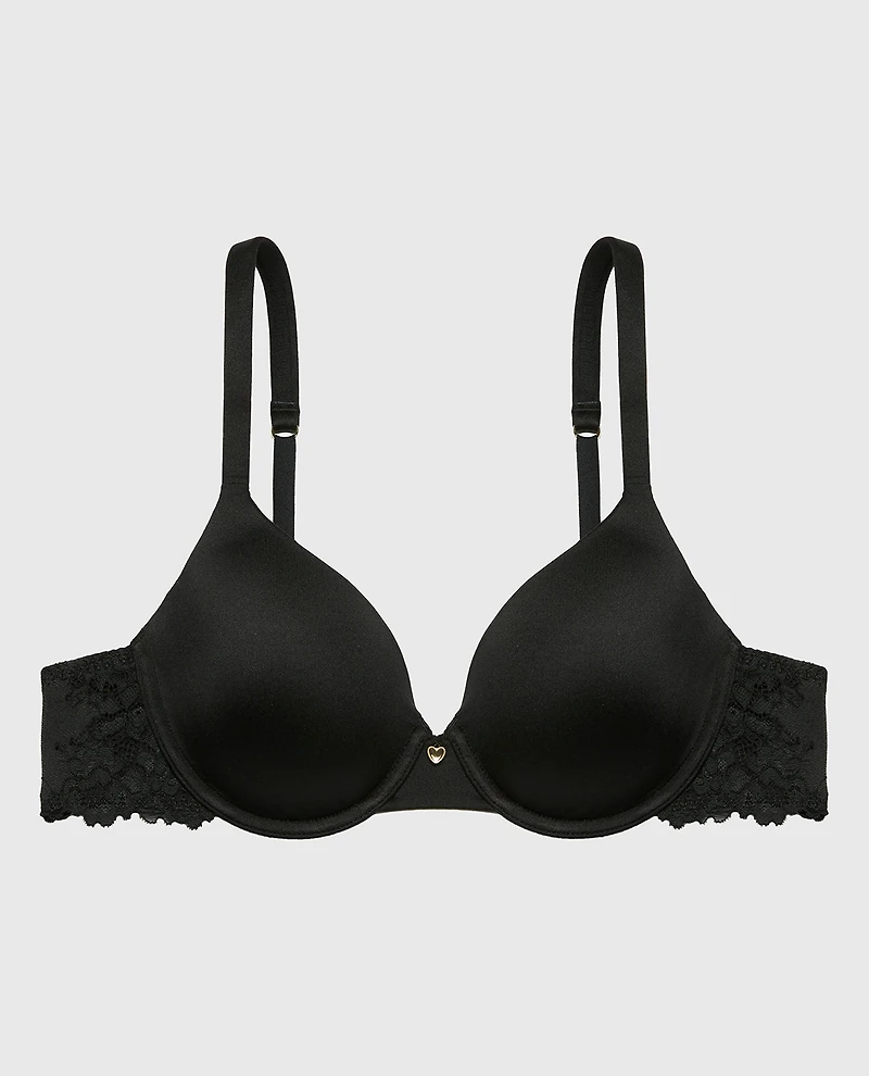 Full Coverage Lightly Lined Bra With Romantic Lace Wing Tuxedo Black