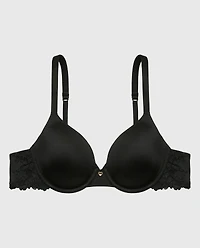Full Coverage Lightly Lined Bra With Romantic Lace Wing Tuxedo Black