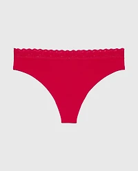 Ultrasoft Modal Cheeky Thong Panty with Lace Trim Crimson
