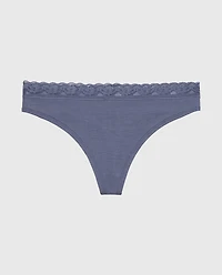 Tanga-coquine Ultrasoft en modal avec bordure dentelle indigo rétro