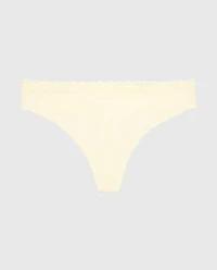 Ultrasoft Modal Cheeky Thong Panty with Lace Trim Lemon Icing