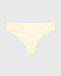 Ultrasoft Modal Cheeky Thong Panty with Lace Trim Lemon Icing