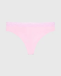 Ultrasoft Modal Cheeky Thong Panty with Lace Trim Sweet Dream