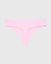 Ultrasoft Modal Cheeky Thong Panty with Lace Trim Sweet Dream