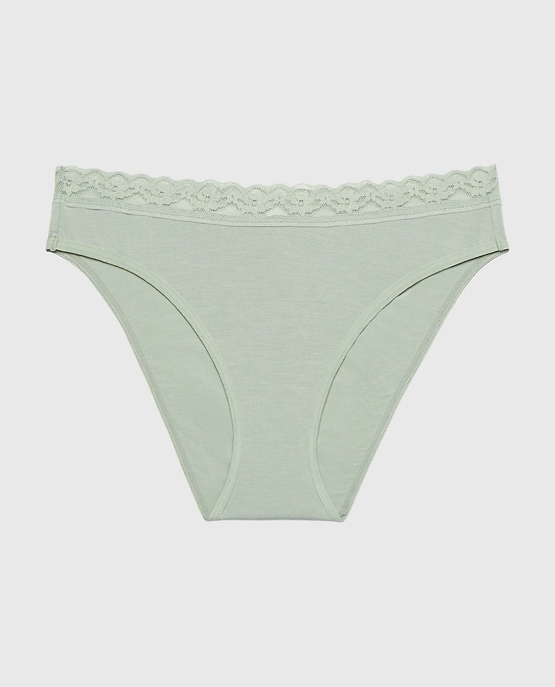 Ultrasoft Modal Bikini Panty with Lace Trim Iceberg Green