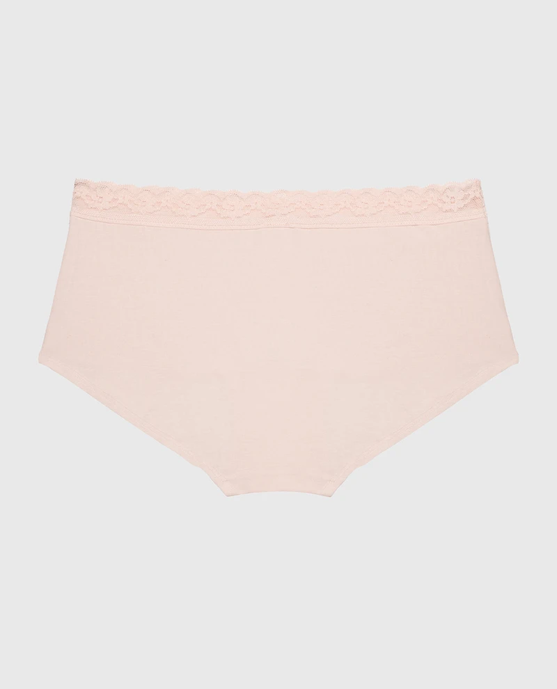 Ultrasoft Modal Boyshort Panty with Lace Trim Pearl Blush