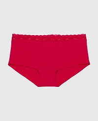 Culotte garçonne en modal Ultrasoft avec bordure dentelle cramoisie