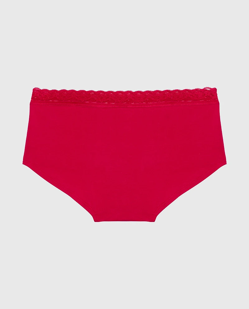 Culotte garçonne en modal Ultrasoft avec bordure dentelle cramoisie