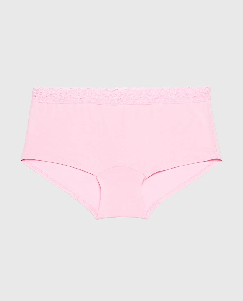 Ultrasoft Modal Boyshort Panty with Lace Trim Sweet Dream