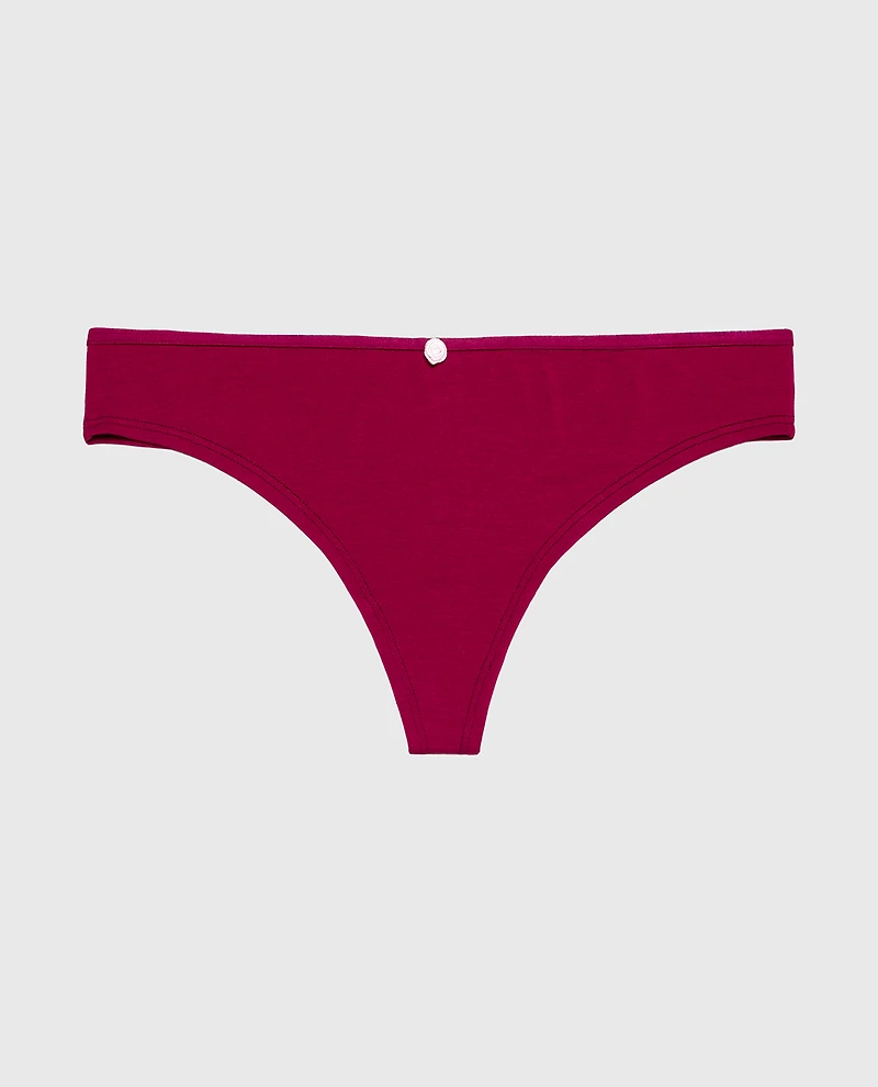Ultrasoft Modal Cheeky Thong Panty with Rosette Detail Plum Rose