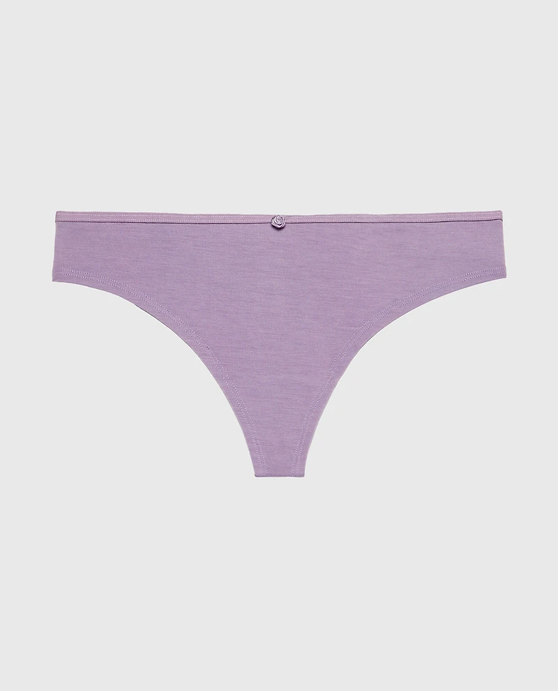 Ultrasoft Modal Cheeky Thong Panty with Rosette Detail  Purple Haze
