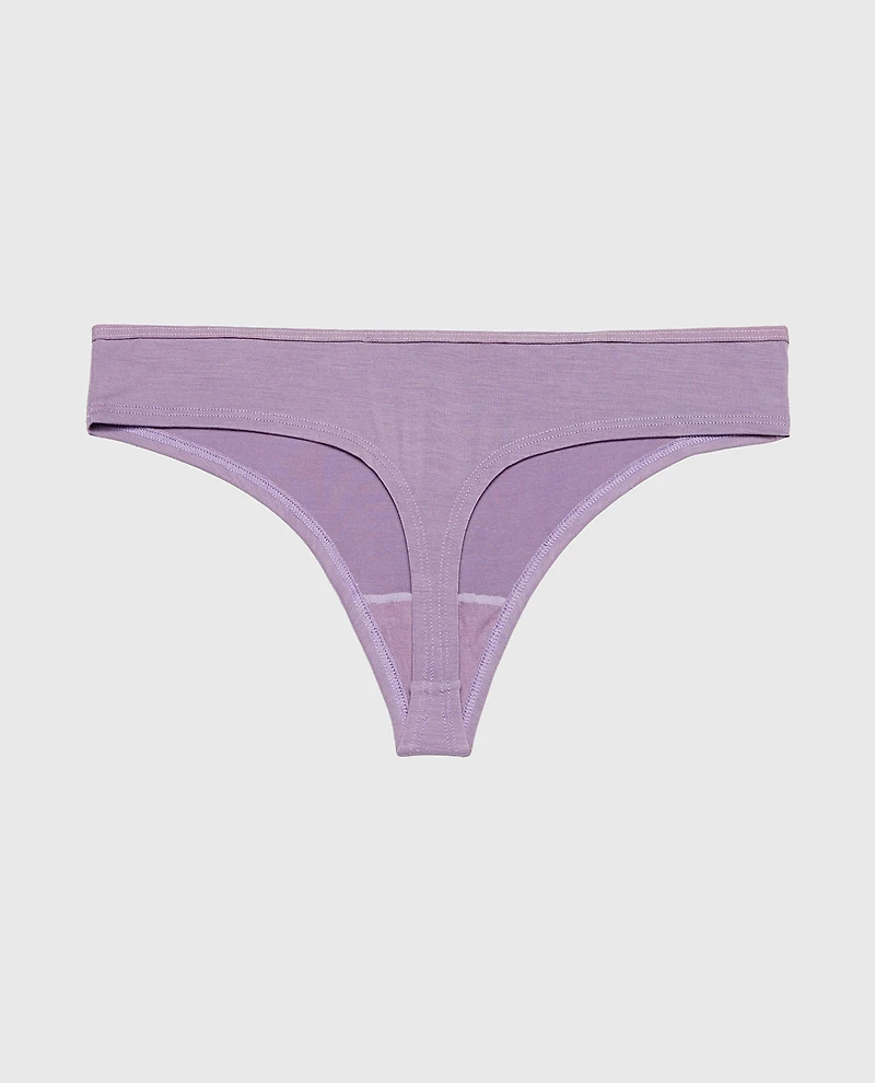 Ultrasoft Modal Cheeky Thong Panty with Rosette Detail  Purple Haze
