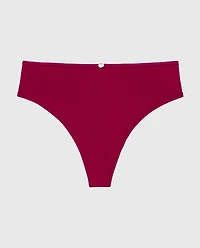 Ultrasoft Modal High Waist Thong Panty with Rosette Detail Plum Rose