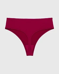 Ultrasoft Modal High Waist Thong Panty with Rosette Detail Plum Rose