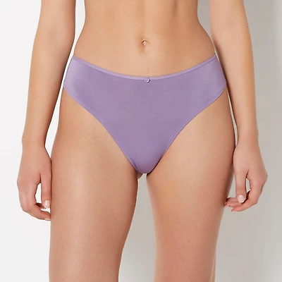 Ultrasoft Modal High Waist Thong Panty with Rosette Detail Purple Haze