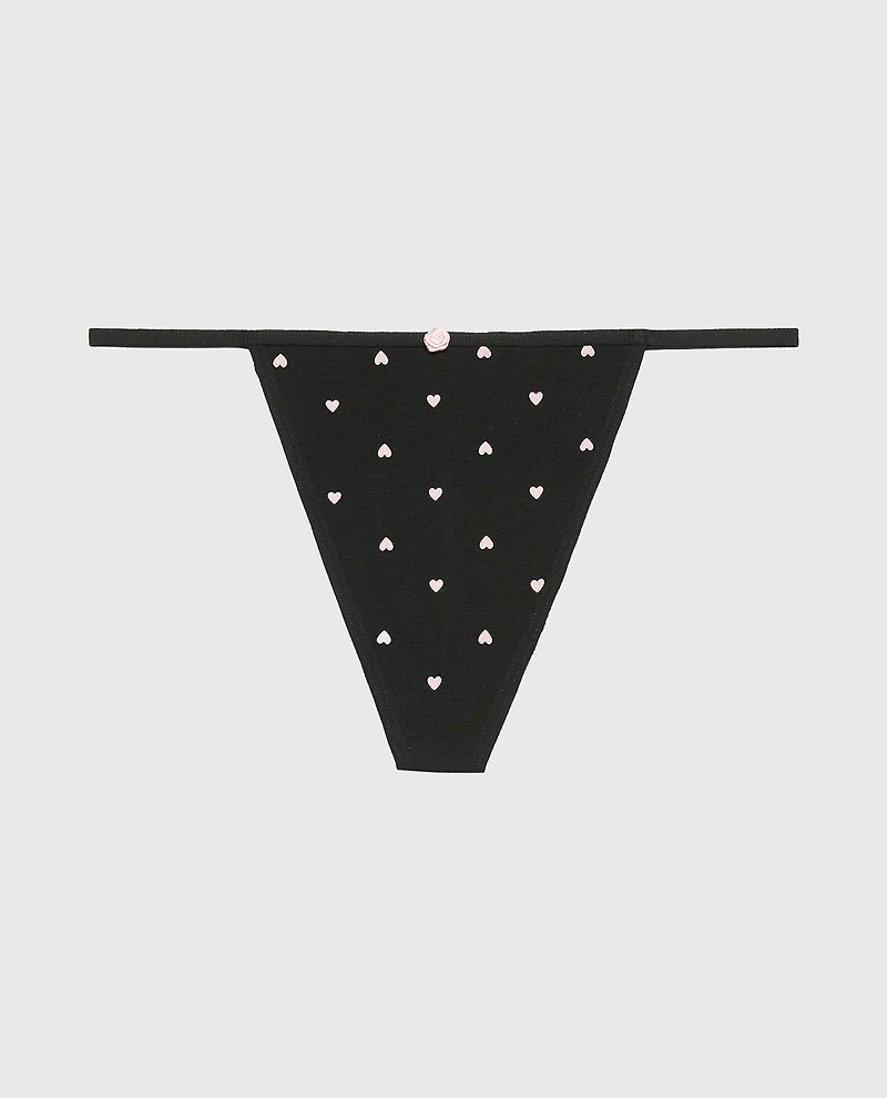 Ultrasoft Modal G-String Panty with Rosette Detail Tiny Heart