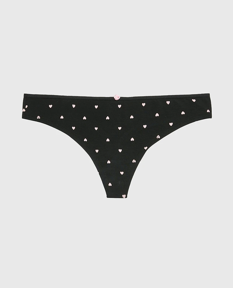 Ultrasoft Modal Cheeky Thong Panty with Rosette Detail Tiny Heart