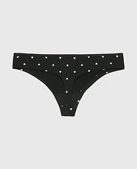 Ultrasoft Modal Cheeky Thong Panty with Rosette Detail Tiny Heart