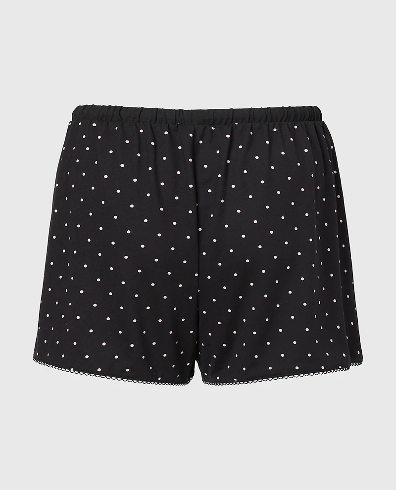 Casual Sleep Jersey Short with Picot Trim Tiny Dot