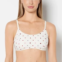Scoop Neck Cotton Bralette With Picot Trim Tossed Heart