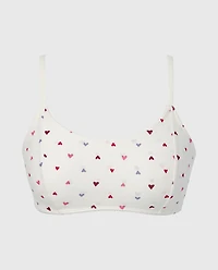 Scoop Neck Cotton Bralette With Picot Trim Tossed Heart