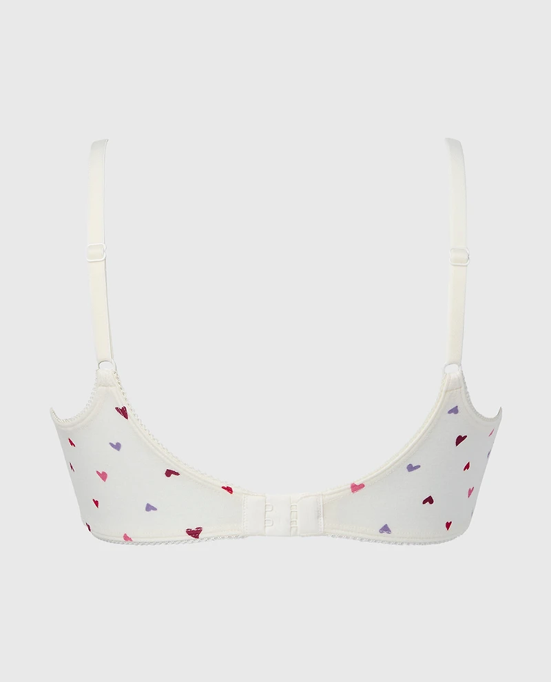 Scoop Neck Cotton Bralette With Picot Trim Tossed Heart