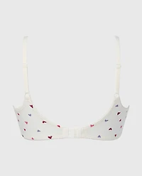 Scoop Neck Cotton Bralette With Picot Trim Tossed Heart