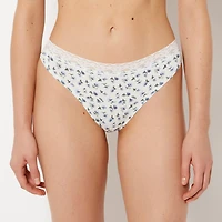 La Senza | Ultrasoft Modal Thong Panty With Lace Trim in Breezy Floral | Modal | Breezy Floral | XS