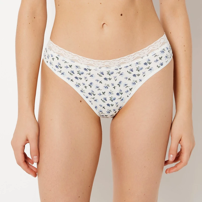 La Senza | Ultrasoft Modal Bikini Panty With Lace Trim In Breezy Floral | Modal | Breezy Floral | L