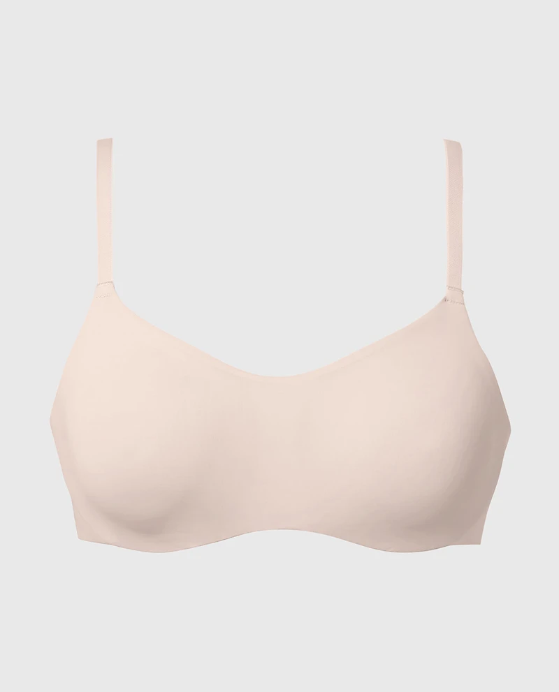 No Show Bralette With Faux Wire Pearl Blush