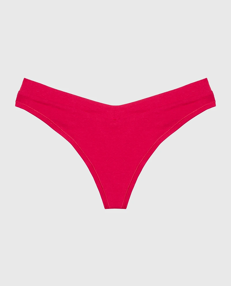 Wide Waist Cotton Thong Passion Red