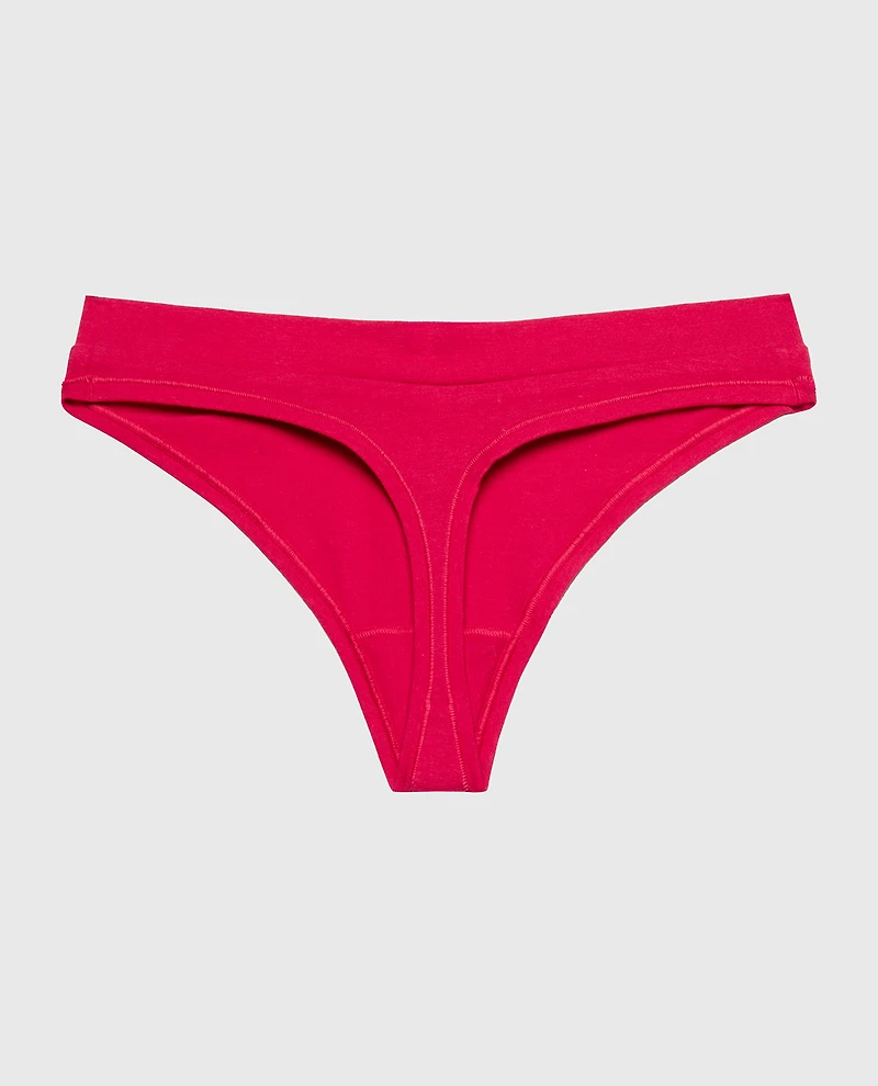 Wide Waist Cotton Thong Passion Red