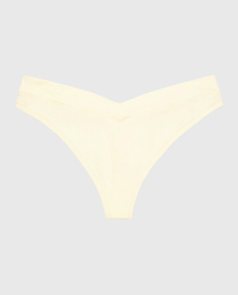 Wide Waist Cotton Thong Lemon Icing