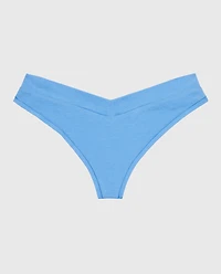 Wide Waist Cotton Thong Azure Blue