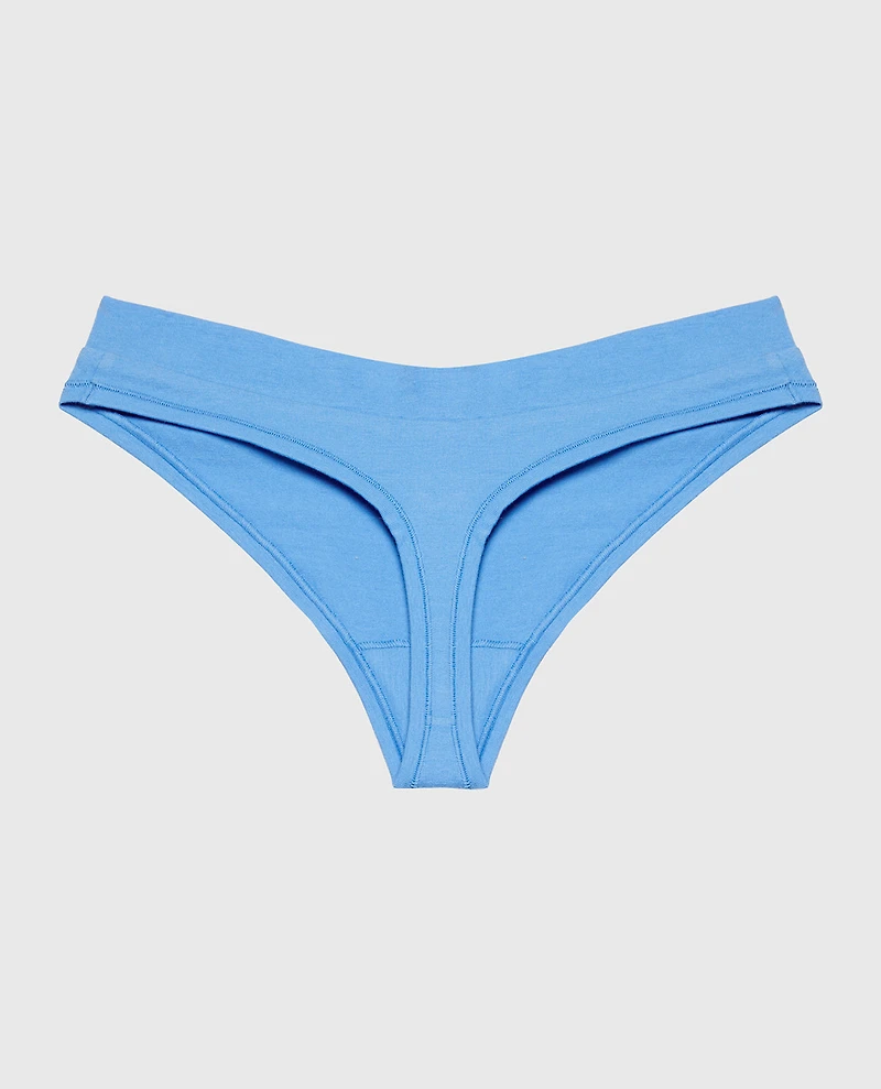 Wide Waist Cotton Thong Azure Blue