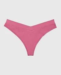 Wide Waist Cotton Thong Red Violet