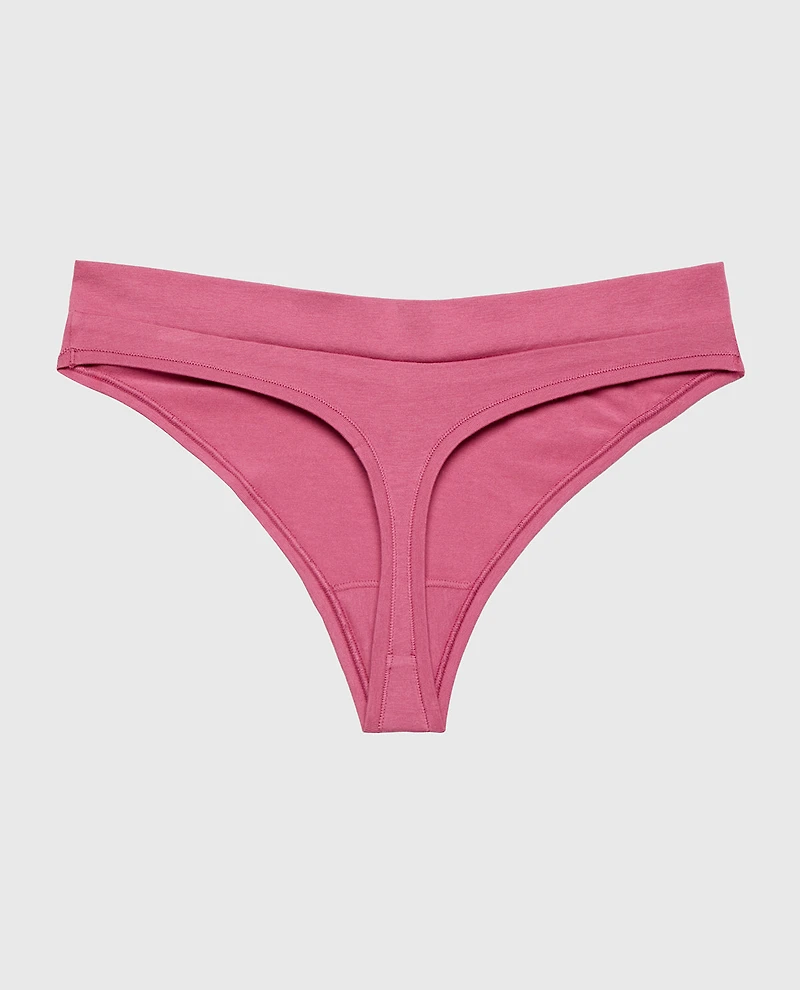 Wide Waist Cotton Thong Red Violet