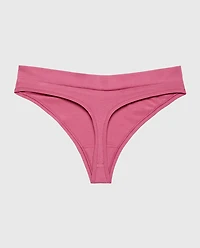 Wide Waist Cotton Thong Red Violet