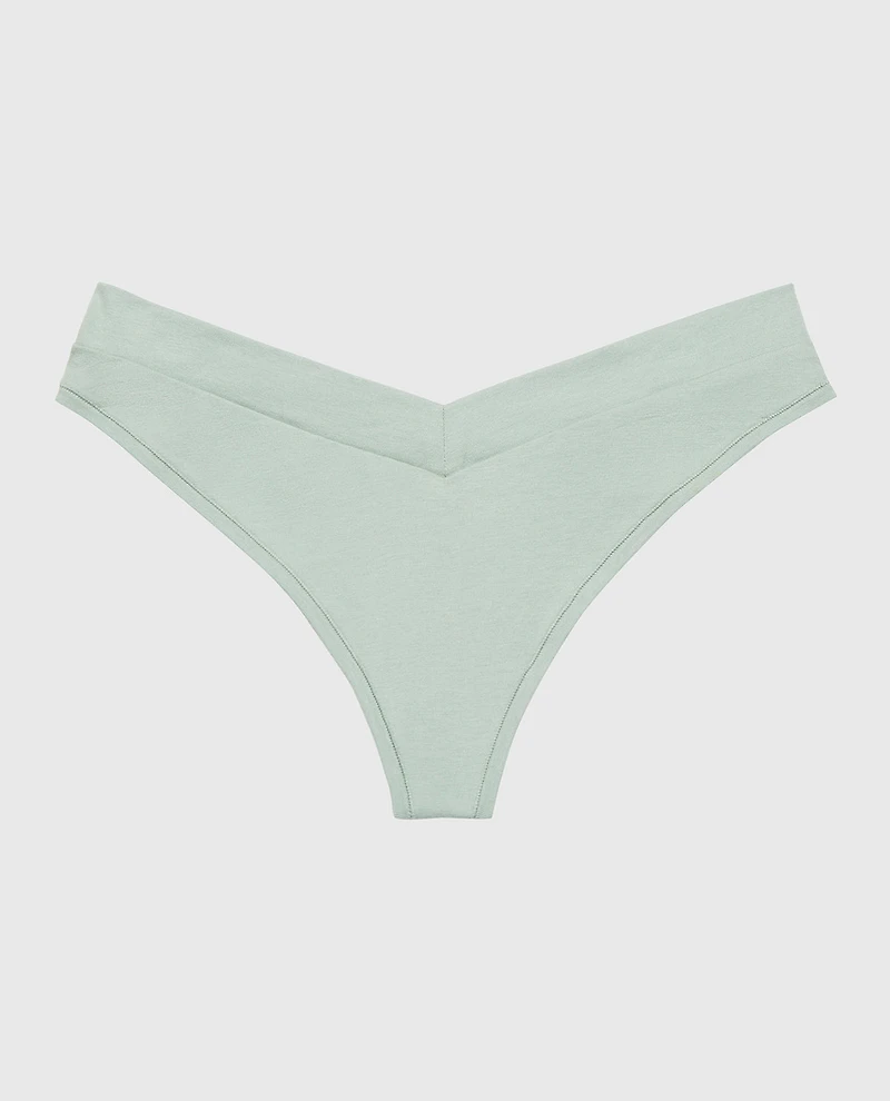 Wide Waist Cotton Thong Iceberg Green