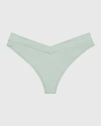 Wide Waist Cotton Thong Iceberg Green