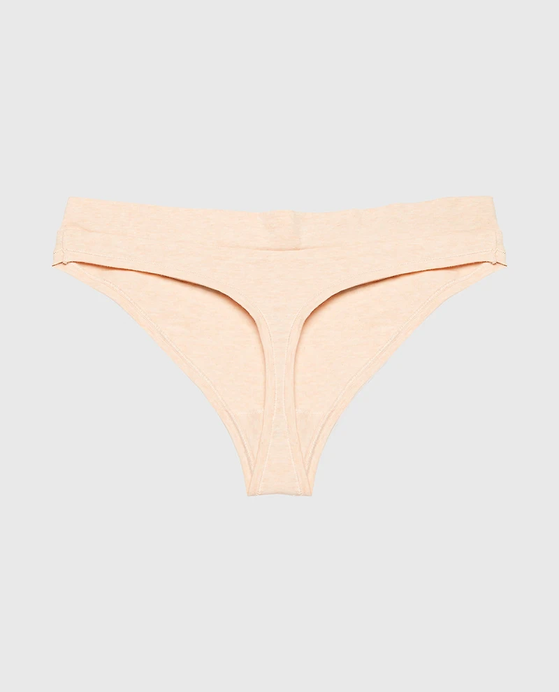 Wide Waist Cotton Thong Pearl Blush Heather