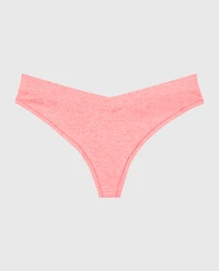 Wide Waist Cotton Thong Pink Lemonade Heather