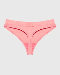 Wide Waist Cotton Thong Pink Lemonade Heather
